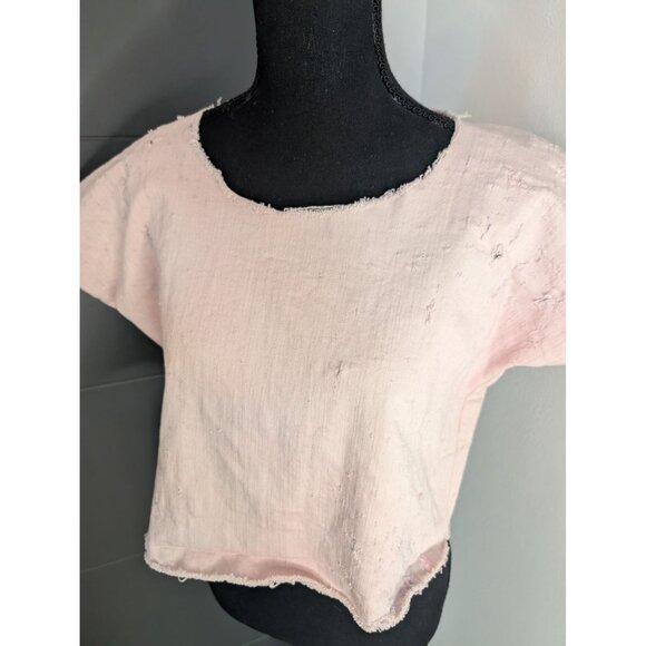Totally Blown Handmade Pink Distressed Crop Top Size Small - Picture 2 of 7